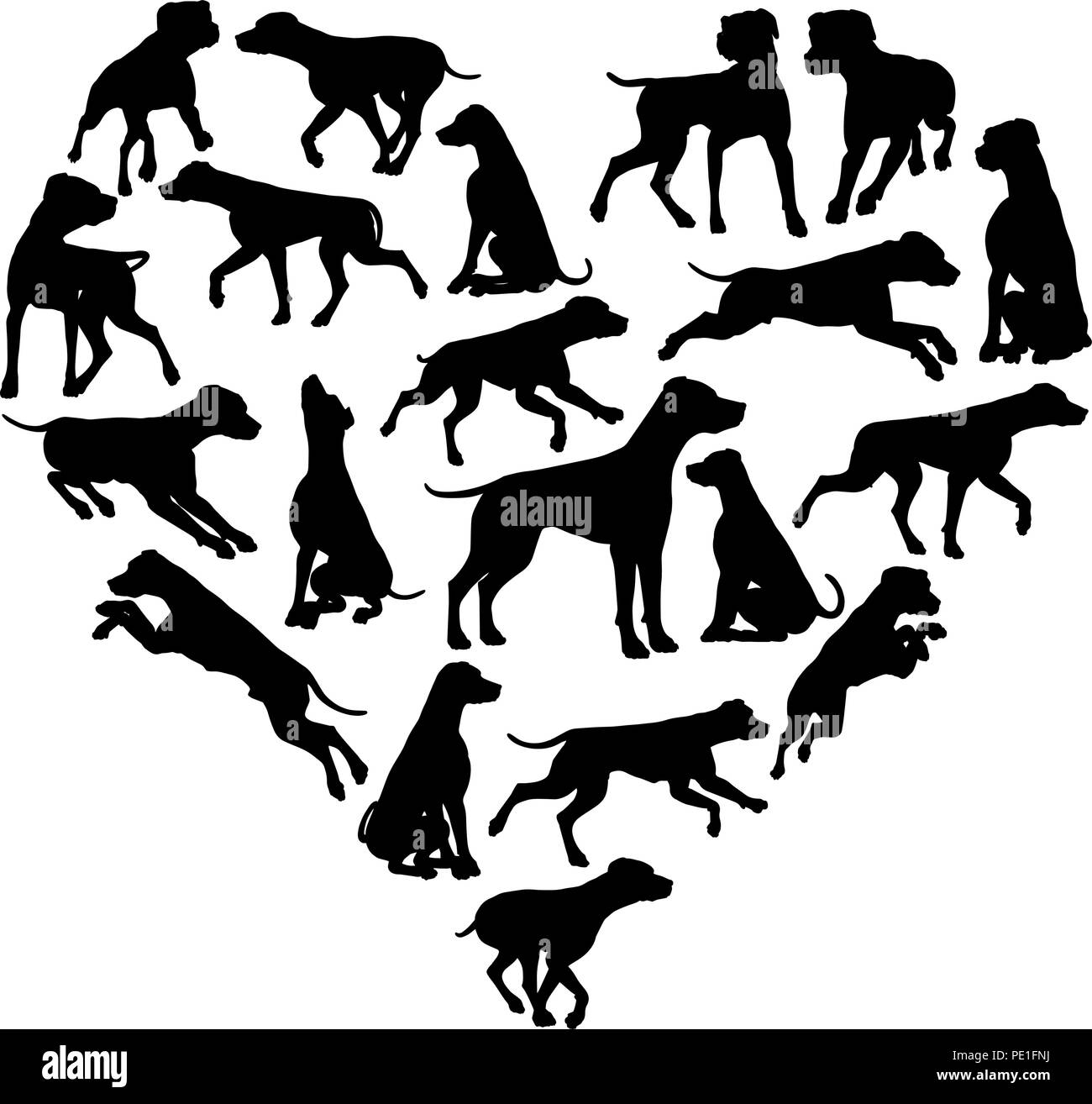 Coeur de chien dalmatien Silhouette Concept Illustration de Vecteur
