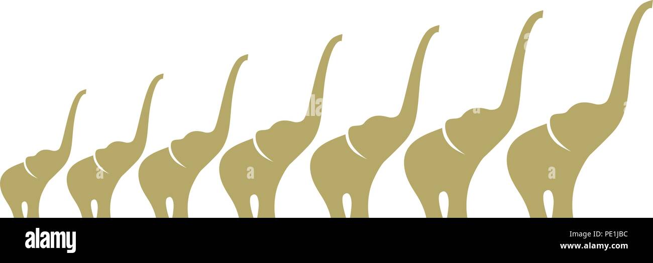 Sept éléphants chanceux Illustration de Vecteur