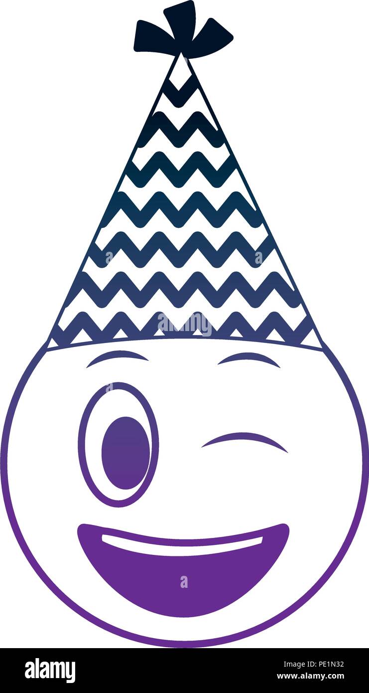 Visage d'anniversaire avec un clin d'emoji party hat neon design libre Illustration de Vecteur