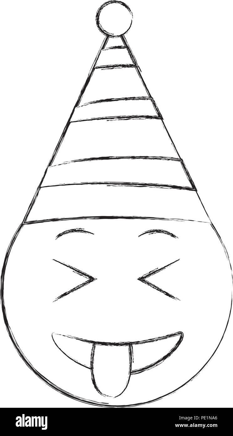 Anniversaire Smiley Party Hat Emoji Design Dessin A La Main Image Vectorielle Stock Alamy