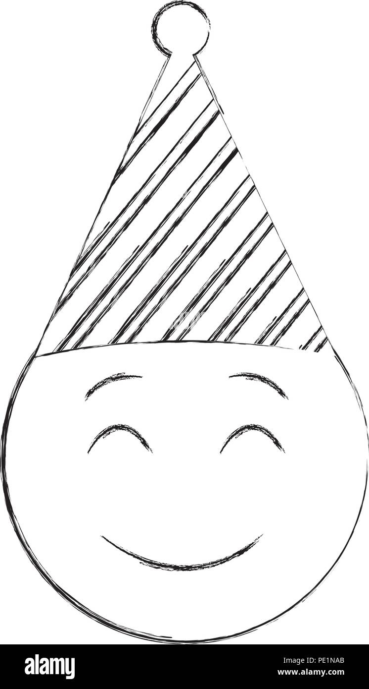 Anniversaire Smiley Party Hat Emoji Design Dessin A La Main Image Vectorielle Stock Alamy
