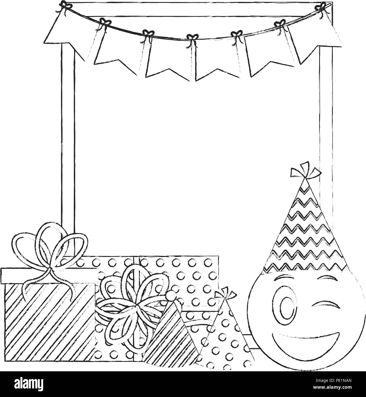 Anniversaire Party Hat Visage Emoji Garland Cadeaux Decoration Design Dessin Main Frame Image Vectorielle Stock Alamy Anniversaire Party Hat Visage Emoji Garland Cadeaux Decoration Design Dessin Main Frame Image Vectorielle Stock Alamy