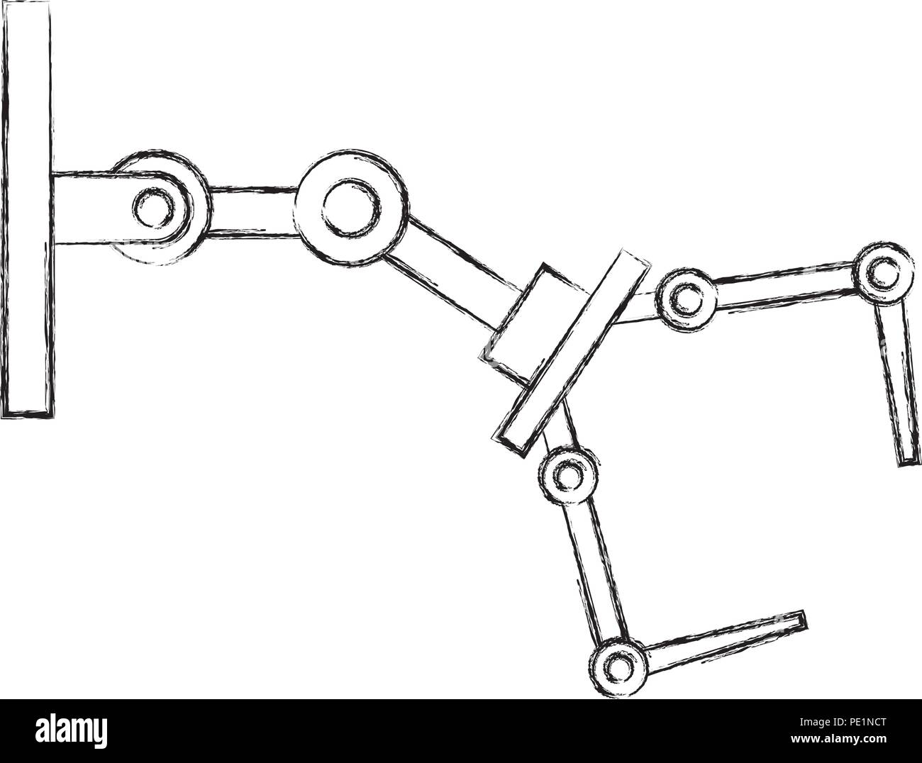 Bras robotisé manipulateur industriel mécanique conception dessin main technologie Illustration de Vecteur