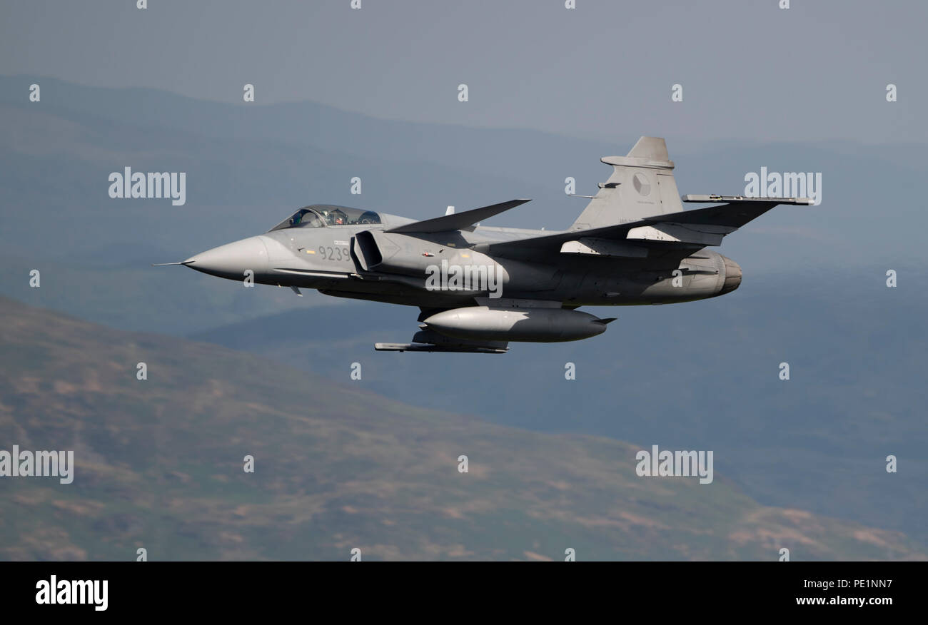 Czech Air Force Gripen 9239 faible niveau dans la boucle Mach avant RIAT 2018 Banque D'Images