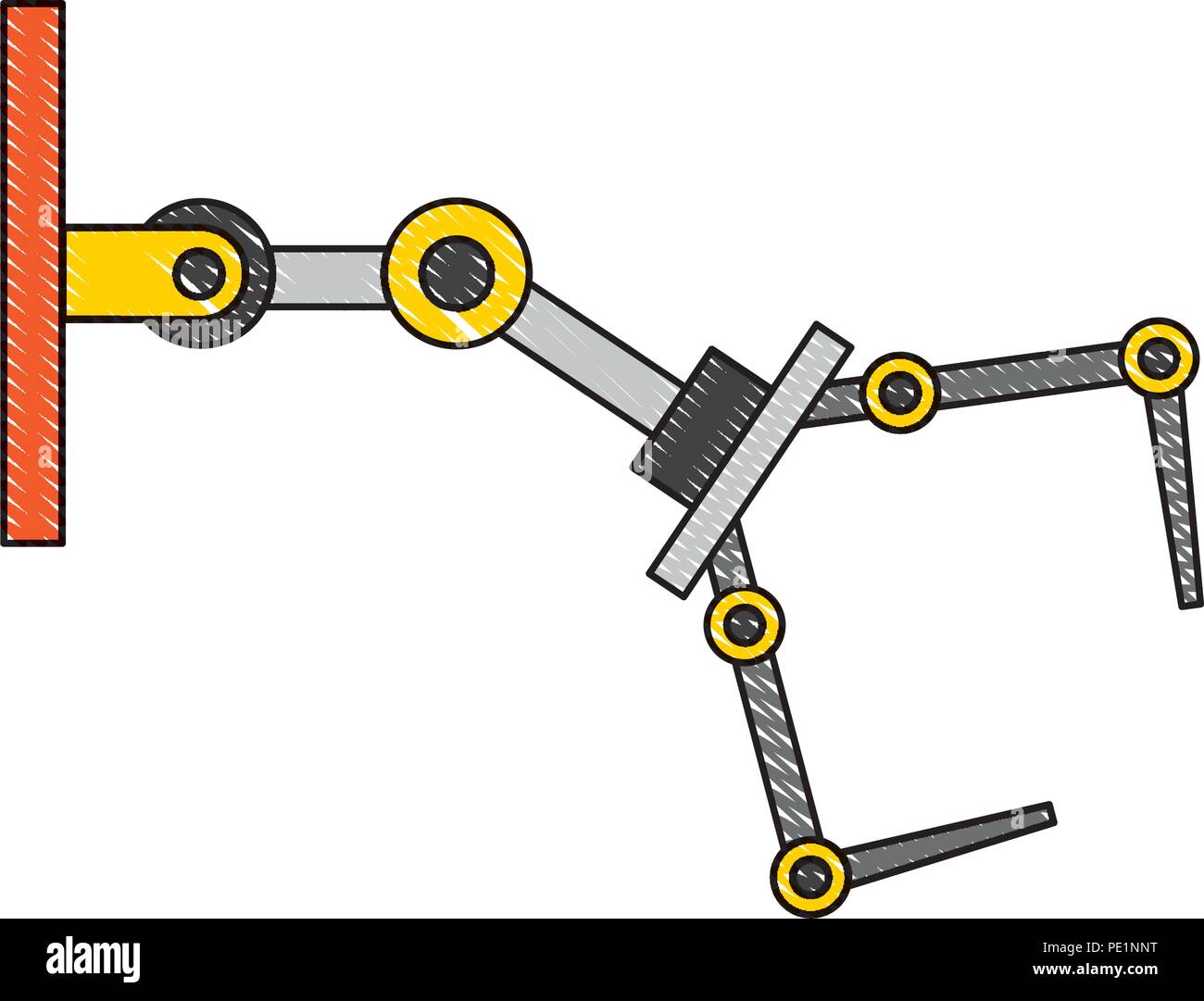 Bras robotisé manipulateur industriel mécanique dessin technologie Illustration de Vecteur