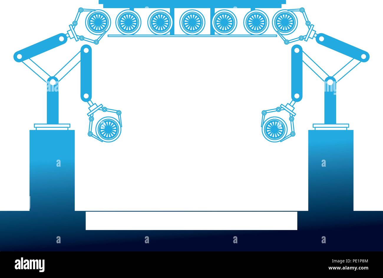 Ligne d'assemblage automatique de production de pneus auto robotique de convoyeur Illustration de Vecteur