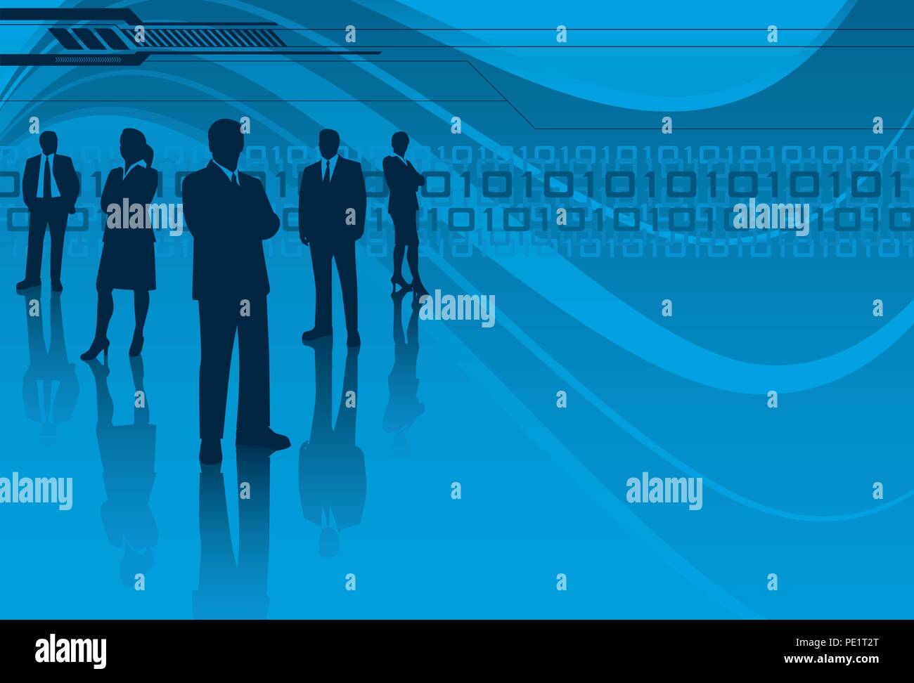 L'équipe des technologies de l'information. Une équipe d'entreprise de technologie en silhouette. Illustration de Vecteur