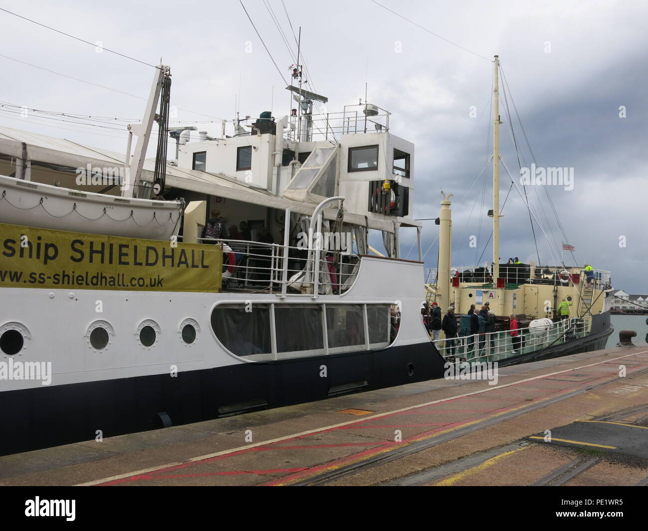 La SS Shieldhall sur un déjeuner croisière dans les eaux de Southampton, le plus grand navire à vapeur de travail en Grande-Bretagne, préservé de l'exploitation sur la Clyde. Banque D'Images