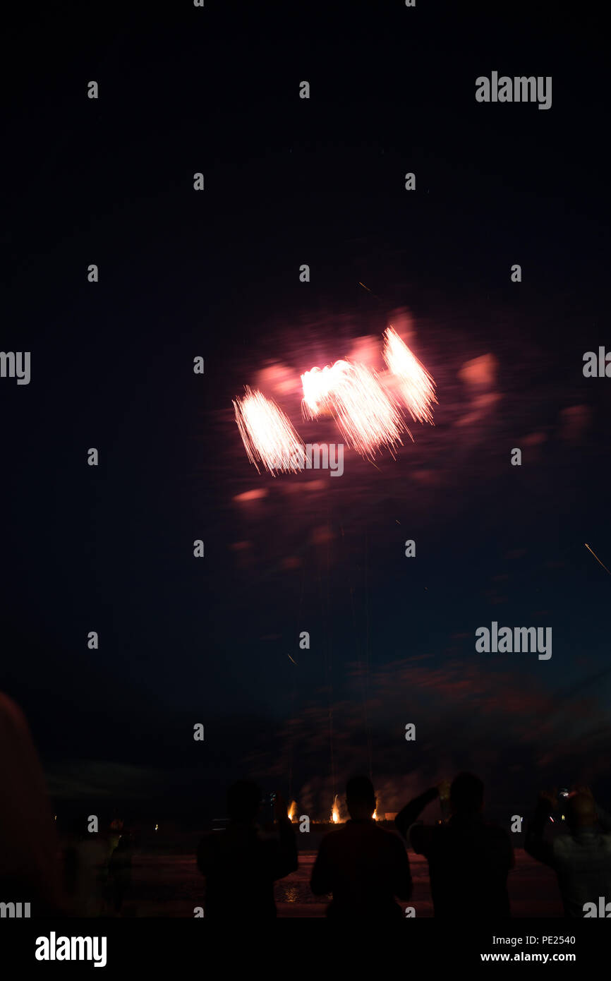La Haye, Pays-Bas. 11 août 2018. L'été de l'événement annuel d'artifice à la plage de Scheveningen à Den Haag, La Haye, Pays-Bas, Crédit : SkandaRamana/Alamy Live News Banque D'Images
