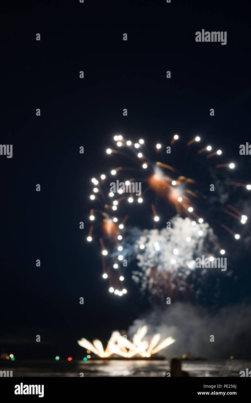 La Haye, Pays-Bas. 11 août 2018. L'été de l'événement annuel d'artifice à la plage de Scheveningen à Den Haag, La Haye, Pays-Bas, Crédit : SkandaRamana/Alamy Live News Banque D'Images