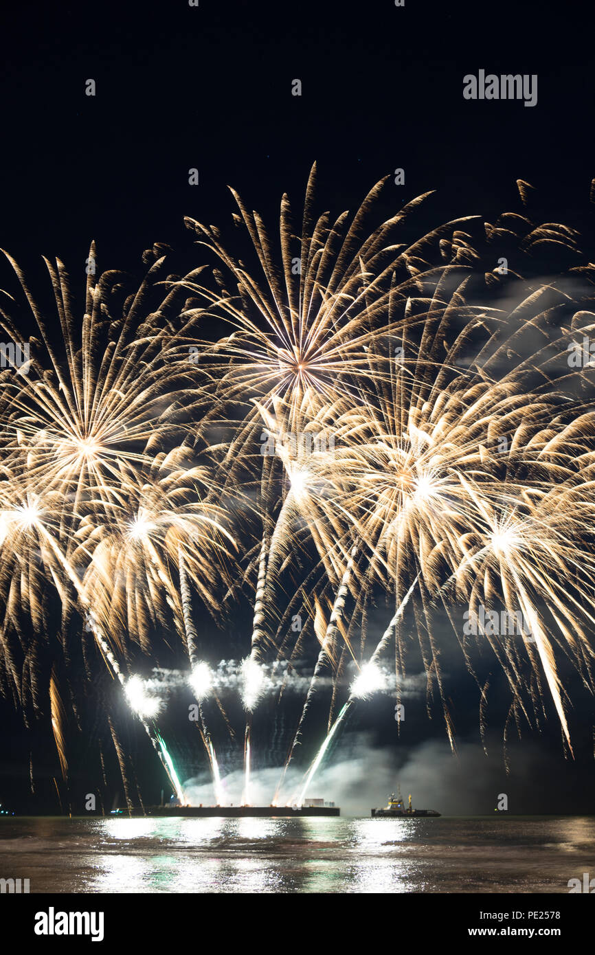 La Haye, Pays-Bas. 11 août 2018. L'été de l'événement annuel d'artifice à la plage de Scheveningen à Den Haag, La Haye, Pays-Bas, Crédit : SkandaRamana/Alamy Live News Banque D'Images