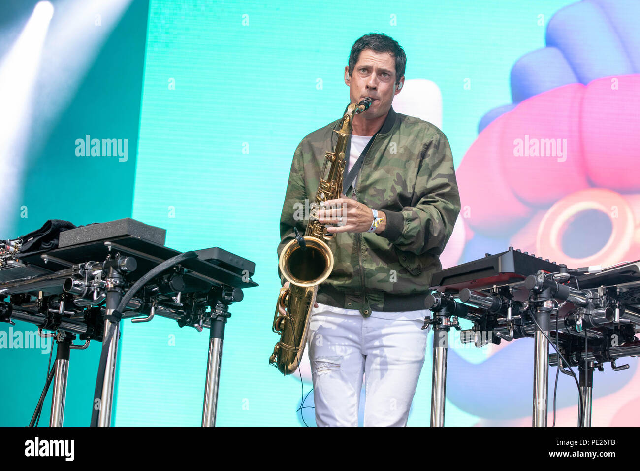 San Francisco, Californie, USA. Août 11, 2018. DOMINIC LALLI de grandes terres à l'extérieur au cours gigantesque festival de musique au parc du Golden Gate à San Francisco, Californie Crédit : Daniel DeSlover/ZUMA/Alamy Fil Live News Banque D'Images