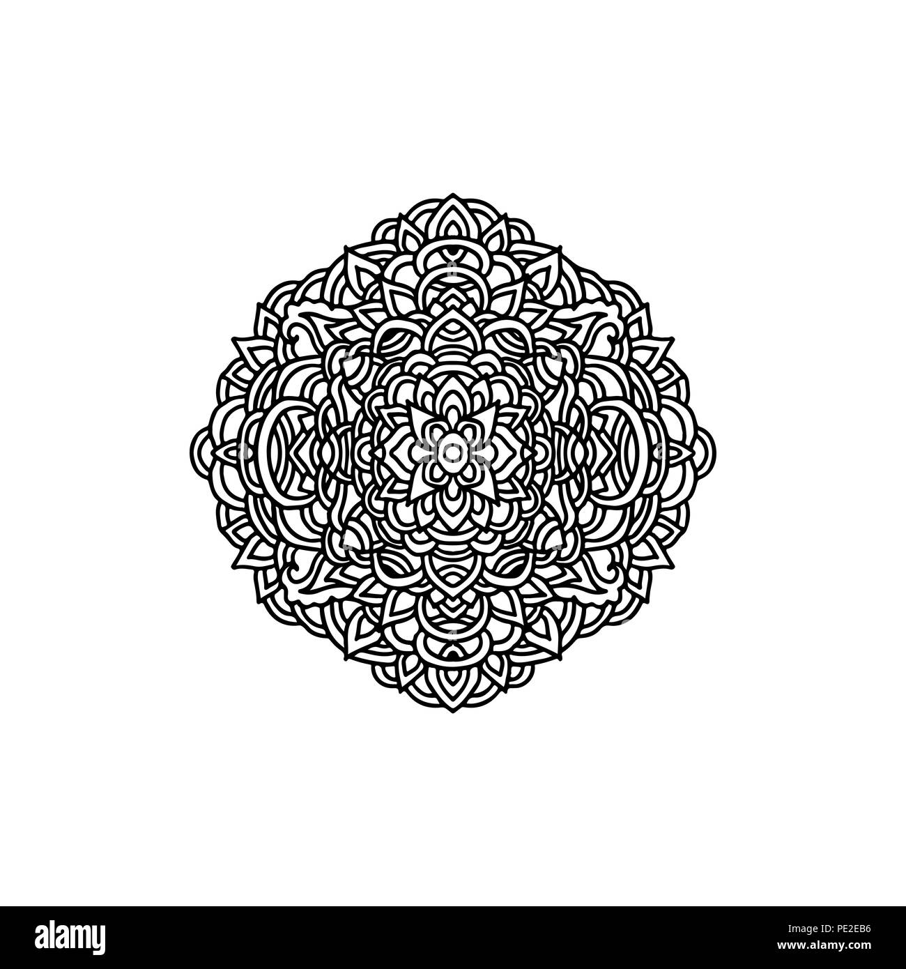 Mandala abstrait l'ornement. Modèle de style asiatique. Fond noir et blanc. Vector illustration. Illustration de Vecteur