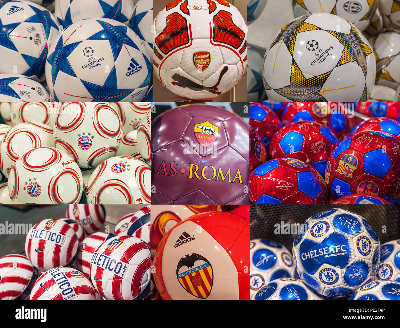 Collage de clubs européens balls Banque D'Images