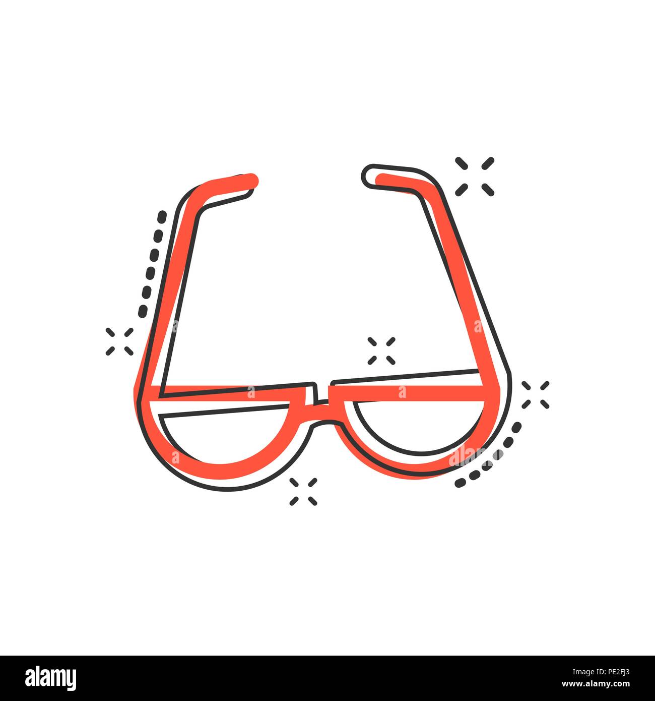 Cartoon Vector icône lunettes dans le style comique. Inscrivez-lunettes illustration pictogramme. Les lunettes de soleil effet splash concept. Illustration de Vecteur
