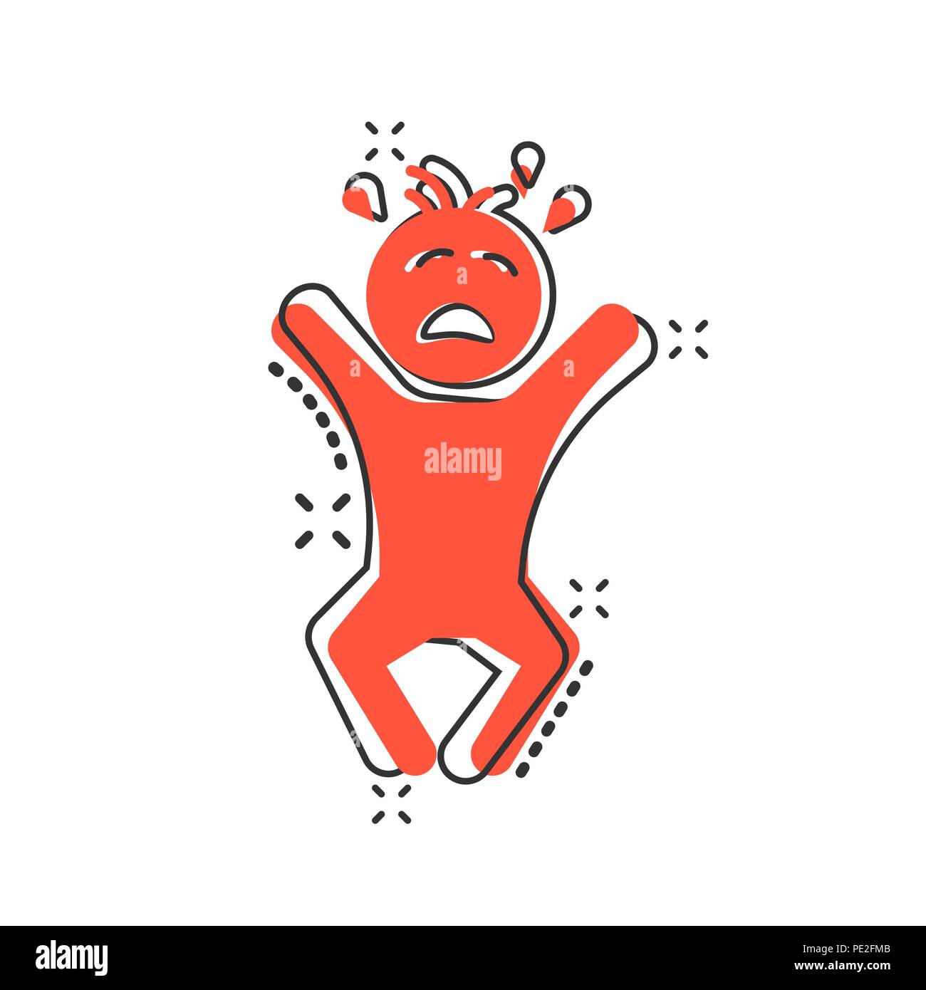 Vector Cartoon Bebe Qui Pleure Dans L Icone De Style Bande Dessinee Les Emotions La Colere Signe Enfant Illustration Pictogramme Affaires Bebe Effet Splash Concept Image Vectorielle Stock Alamy