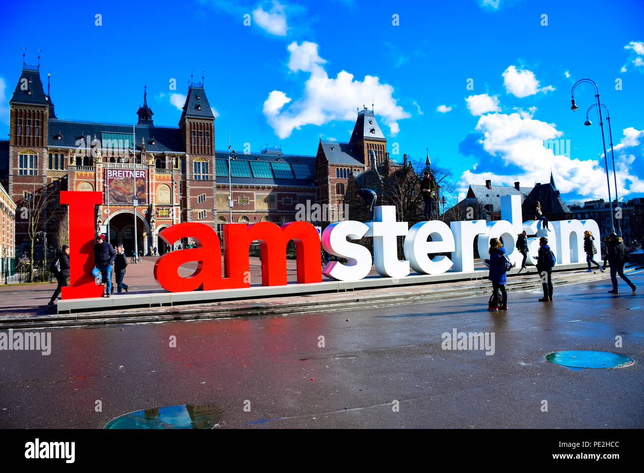 La carte I Amsterdam signe devant le Rijksmuseum à Amsterdam, Pays-Bas Banque D'Images