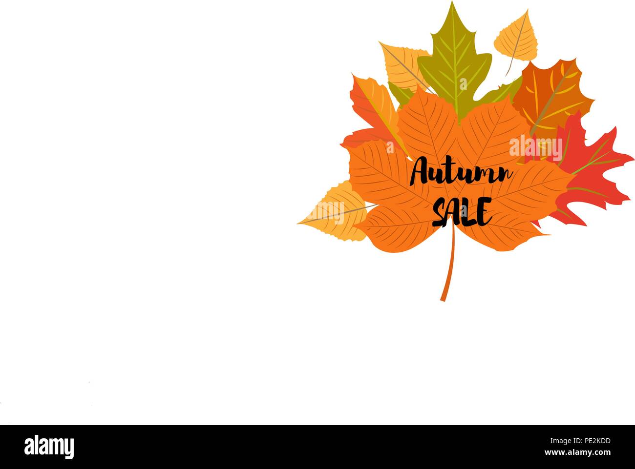 Vector illustration. Ensemble d'automne feuilles jaunes et inscription ventes d'automne Illustration de Vecteur