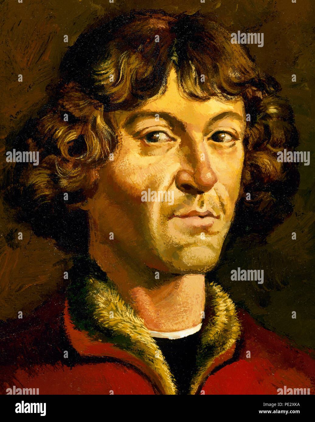 Nicolas Copernic (1473-1543). L'astronome et mathématicien polonais. Portrait. Aquarelle réalisée par l'illustrateur espagnol Francisco Fonollosa (fin 20e siècle). Banque D'Images