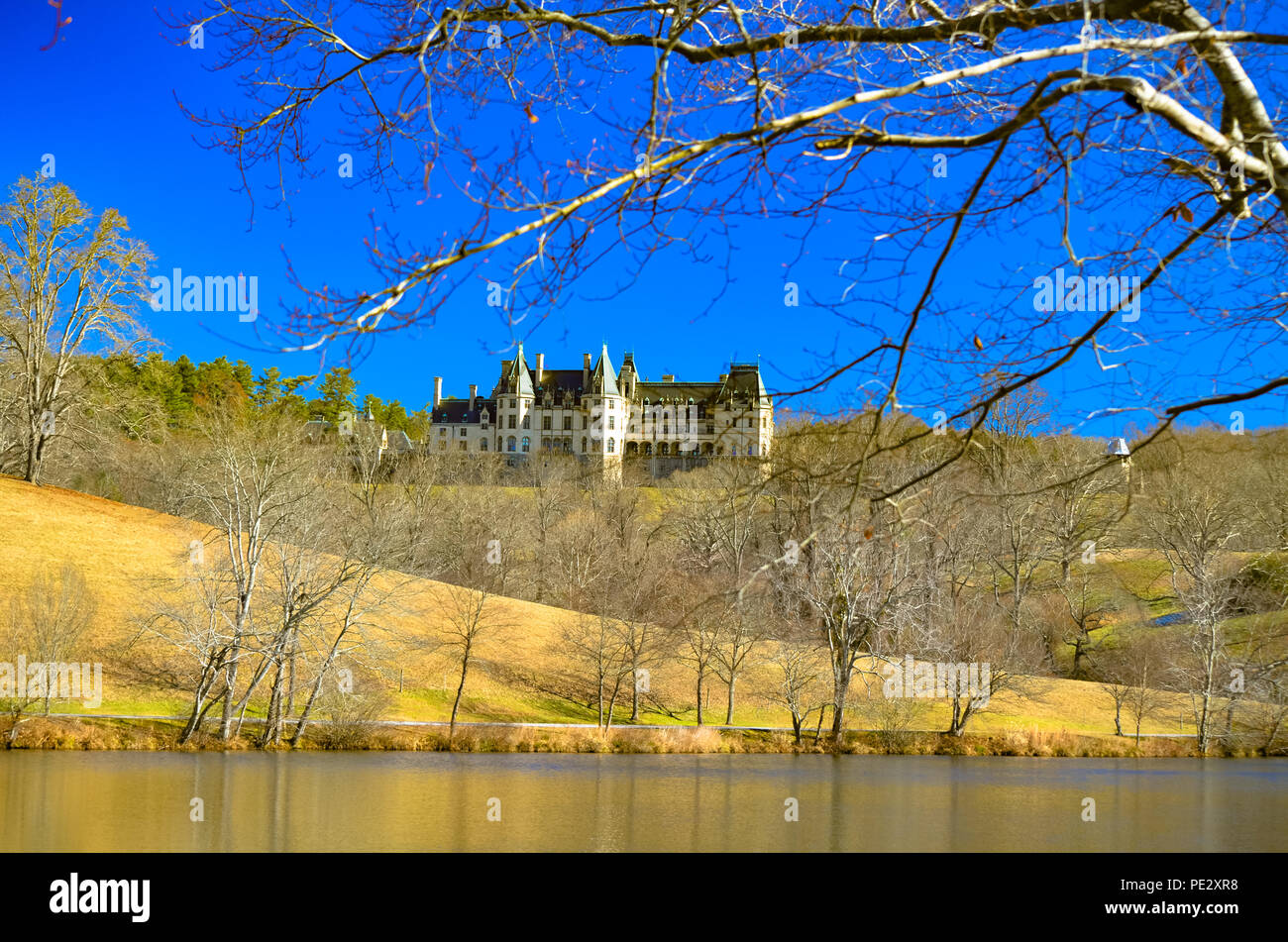 Vue panoramique sur le Biltmore Estate à Asheville NC vu depuis le domaine Banque D'Images