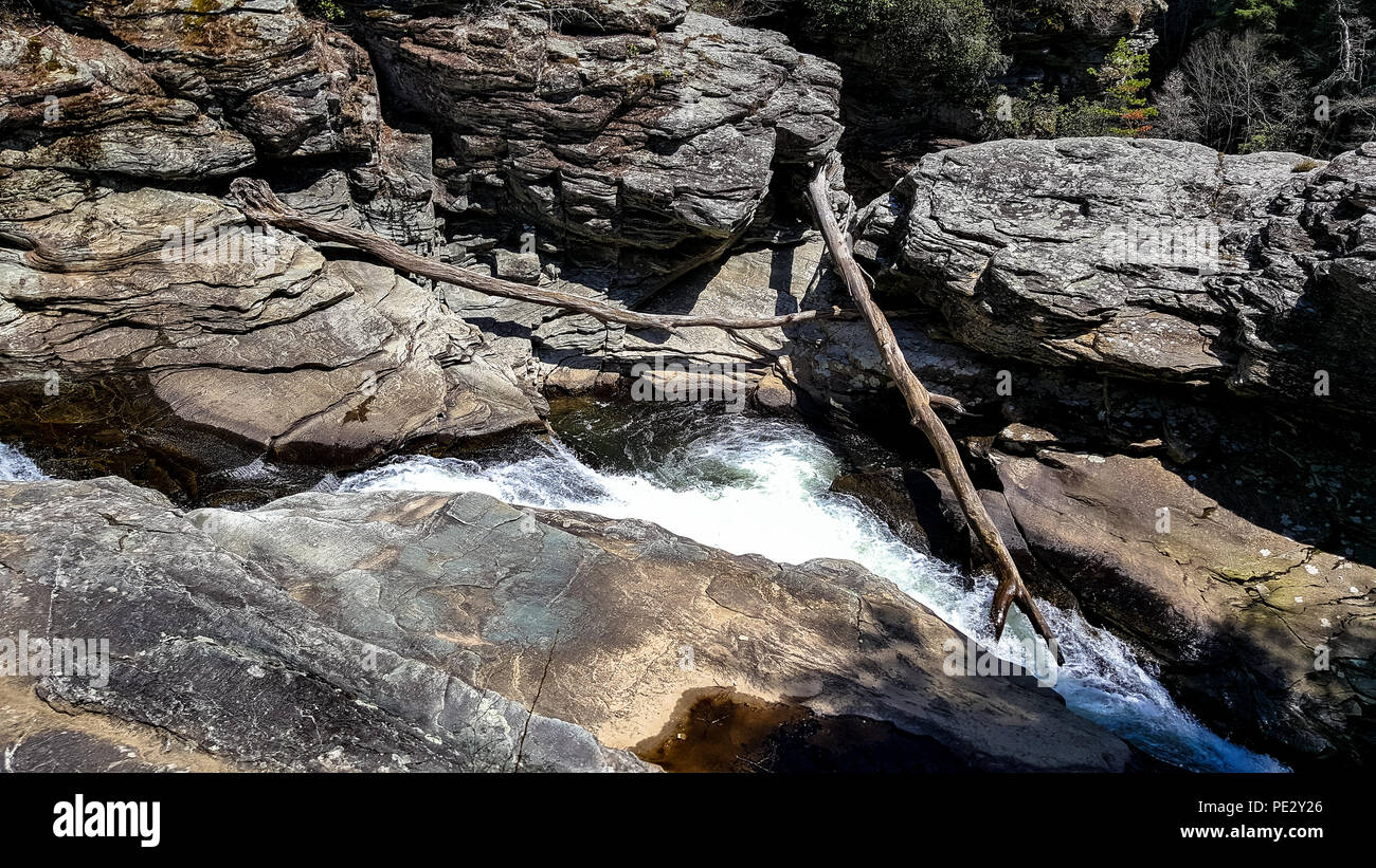 Linville Falls dans l'ouest de la Caroline du Nord, USA Banque D'Images