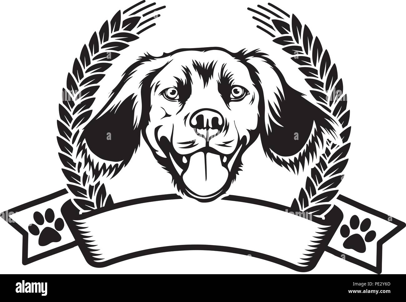 Race de chien Épagneul Breton Chiot face isolé Illustration de Vecteur