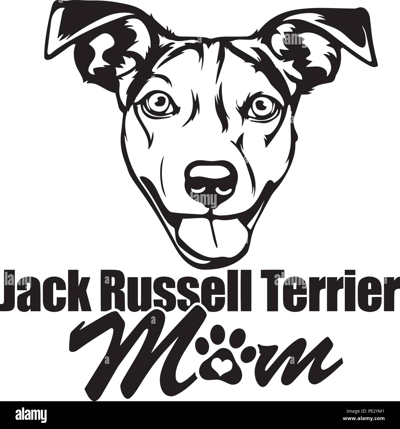 Jack Russell Terrier race de chien chiot face isolé Illustration de Vecteur