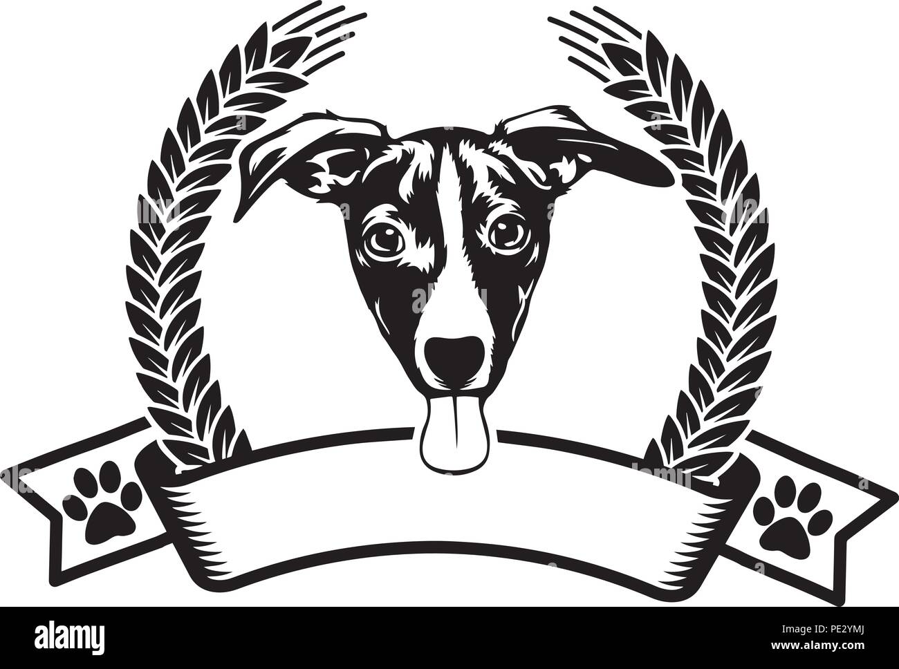 Jack Russell Terrier race de chien chiot face isolé Illustration de Vecteur