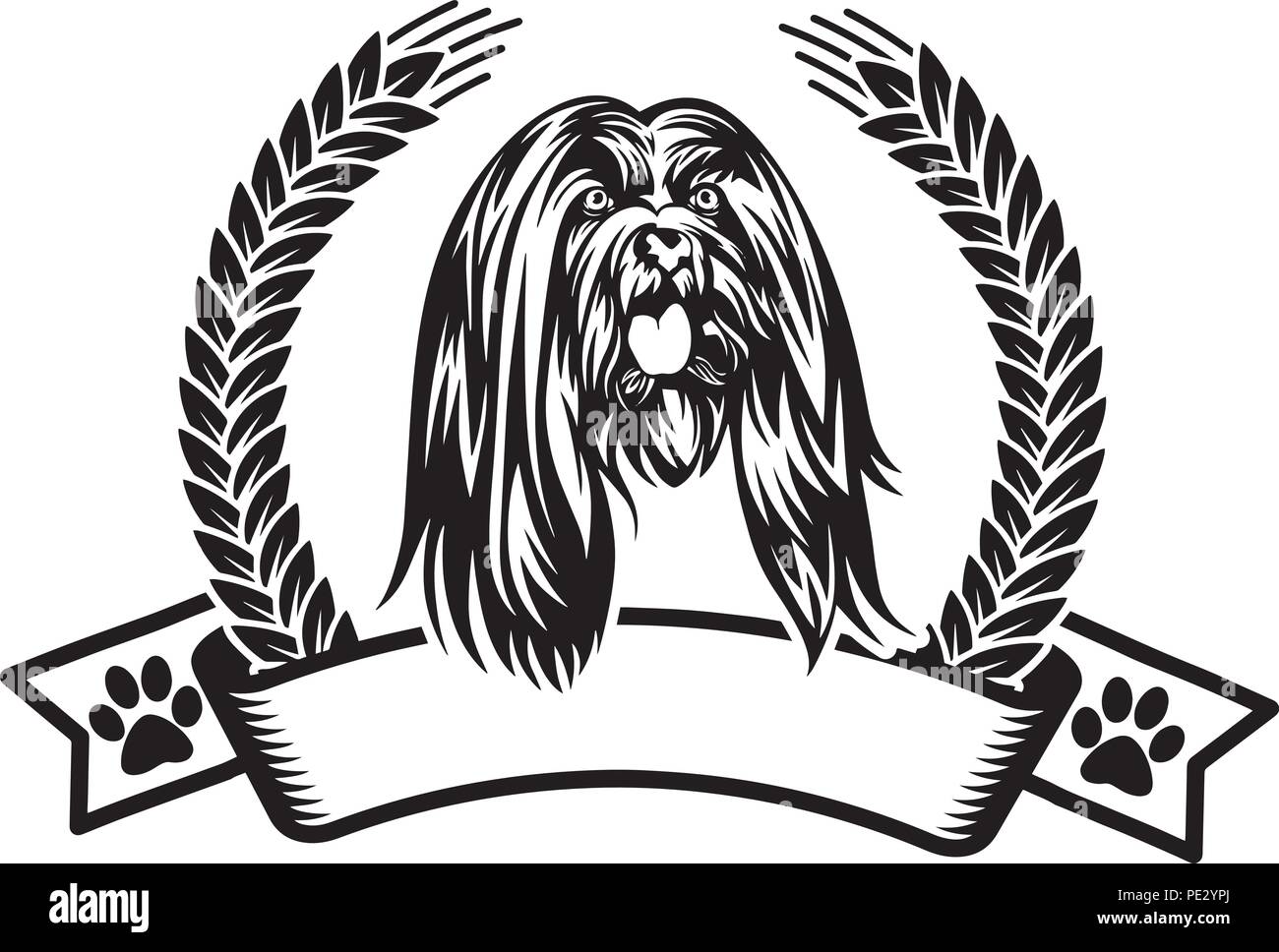 Race De Chien Lhassa Apso Chiot Face Isolé Vecteurs Et