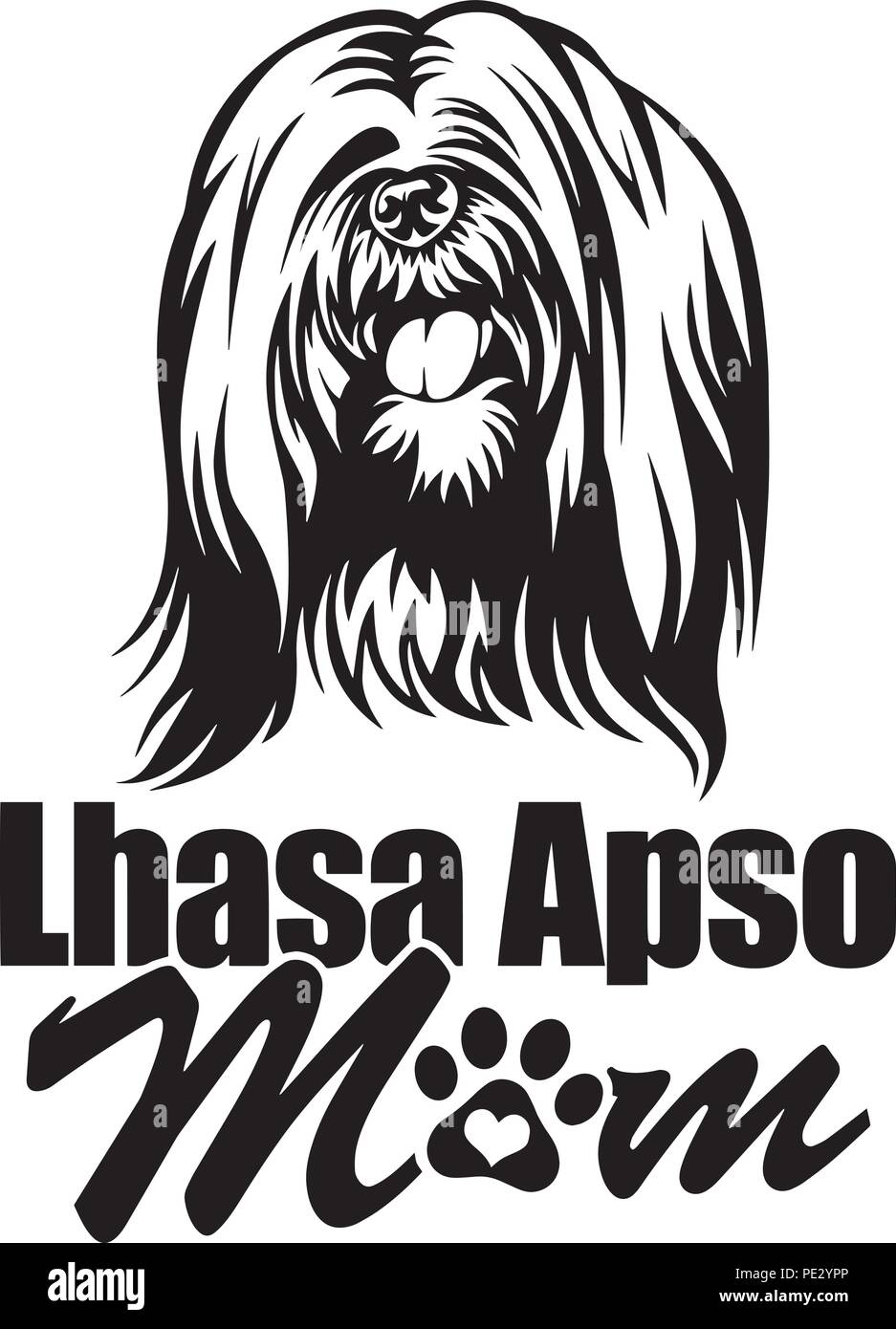 Race De Chien Lhassa Apso Chiot Face Isolé Vecteurs Et