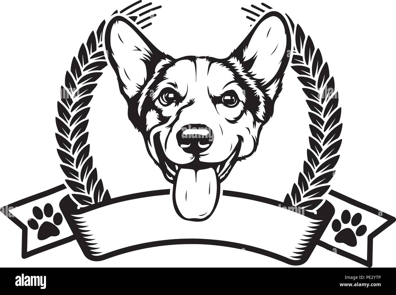 Pembroke Welsh Corgi chien race de chien chiot face isolé Illustration de Vecteur