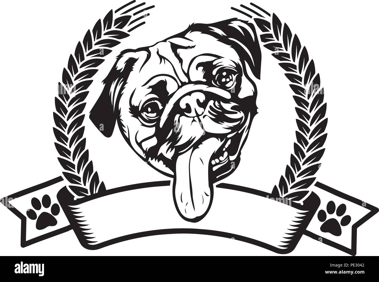 Le PUG race de chien chiot face isolé Illustration de Vecteur Le PUG race de chien chiot face isolé Illustration de Vecteur