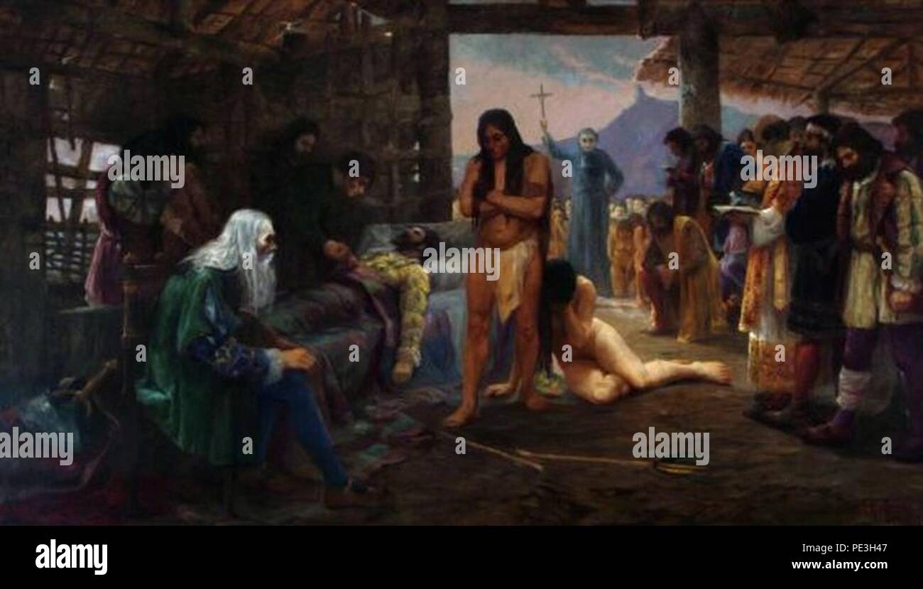 Antônio Parreiras - une morte de Estácio de Sá. Banque D'Images