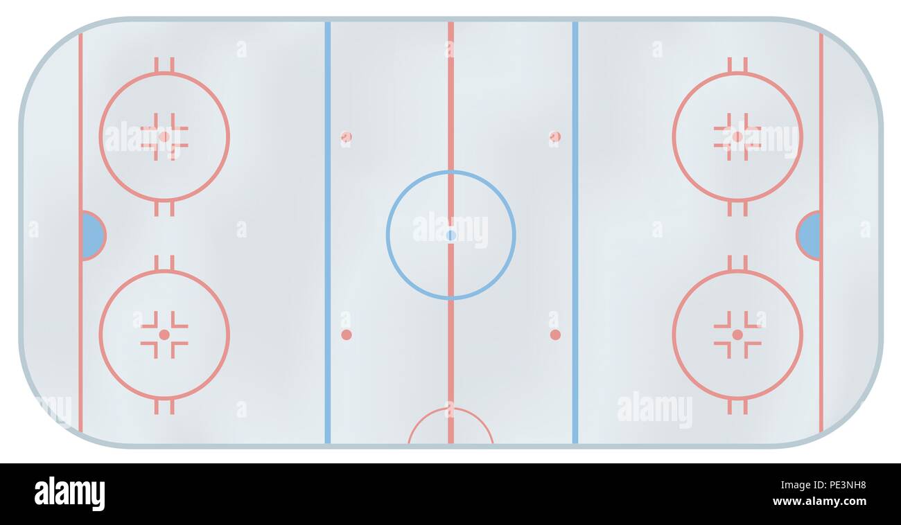 Illustration par ordinateur d'une patinoire de hockey sur glace. Voir ci-dessus Illustration de Vecteur