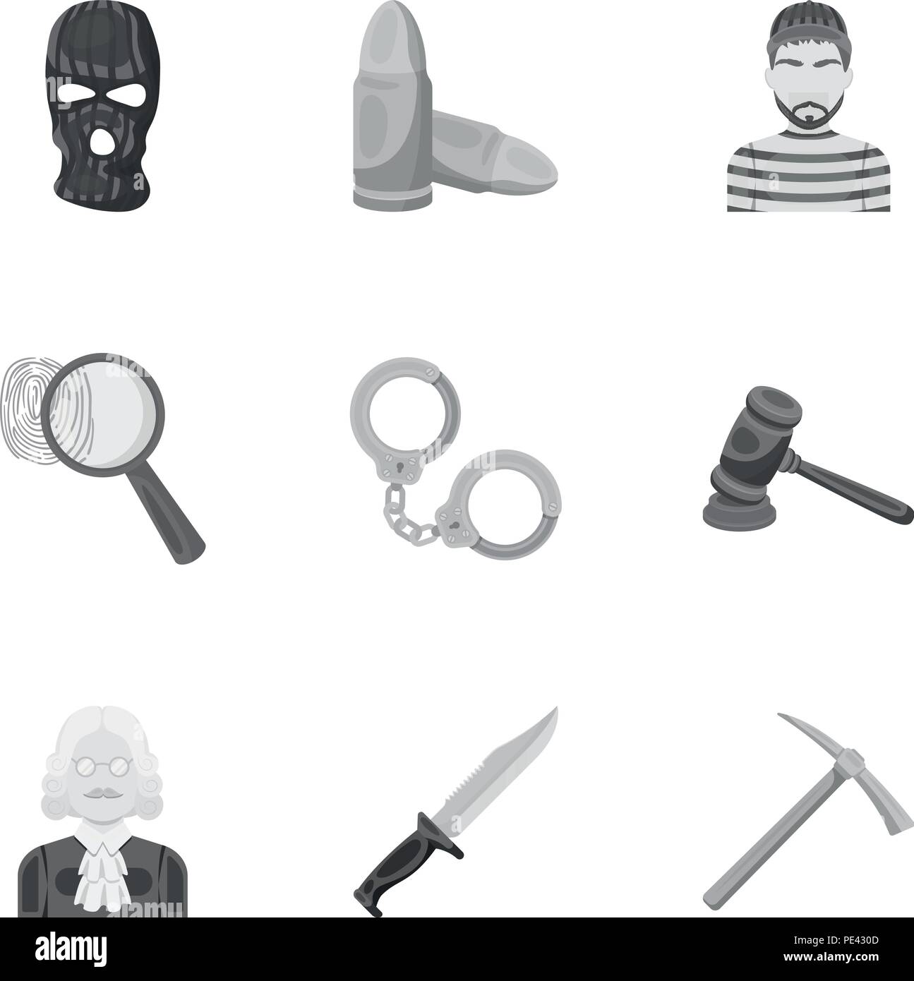 Cage,ensemble,cell,collection,cour,crime,chien,d'empreintes digitales,footprint,hammer,icône,menottes,illustration,images,prison,isolé,logo,touches,loupe,,masque,monochrome,objets,prison prisonnier prisonniers,,punch,mort,set,signer,Surveillance,voleurs,voleur,symbole vecteur,web,bois, vecteurs vecteur , Illustration de Vecteur