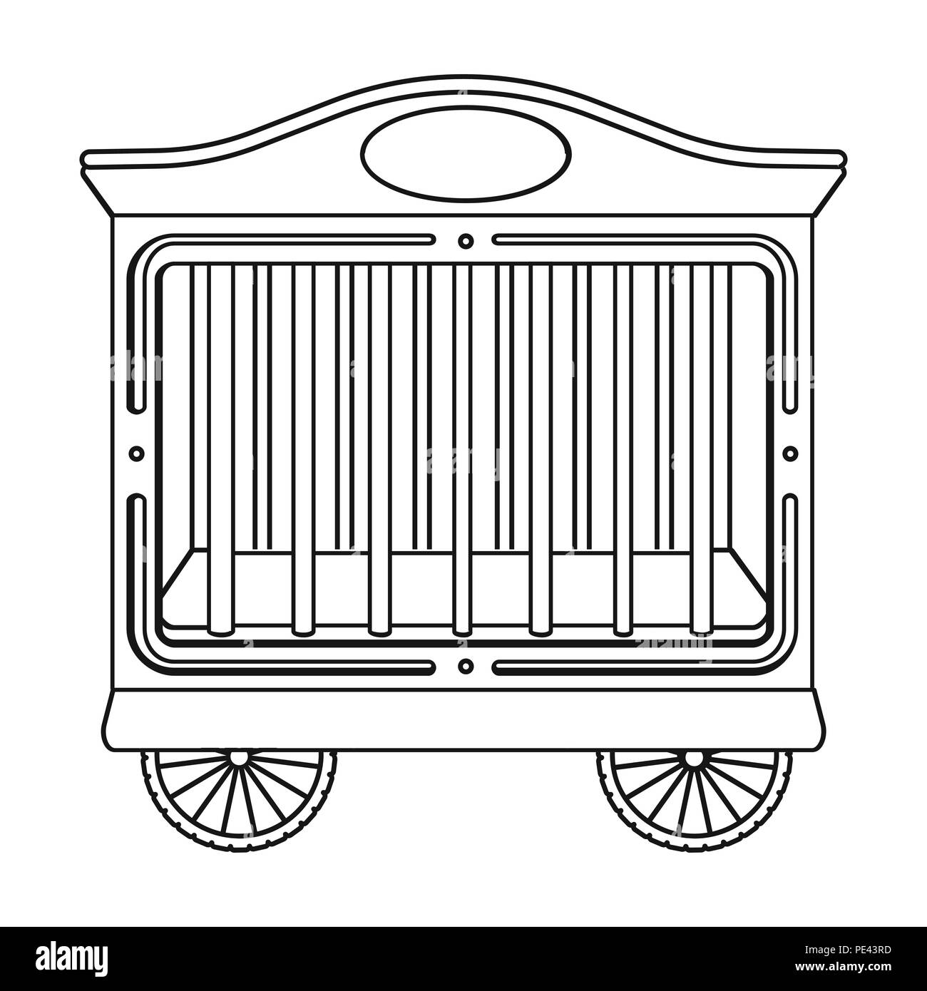 Circus style du contour dans l'icône du wagon isolé sur fond blanc. Illustration vecteur symbole du cirque. Illustration de Vecteur