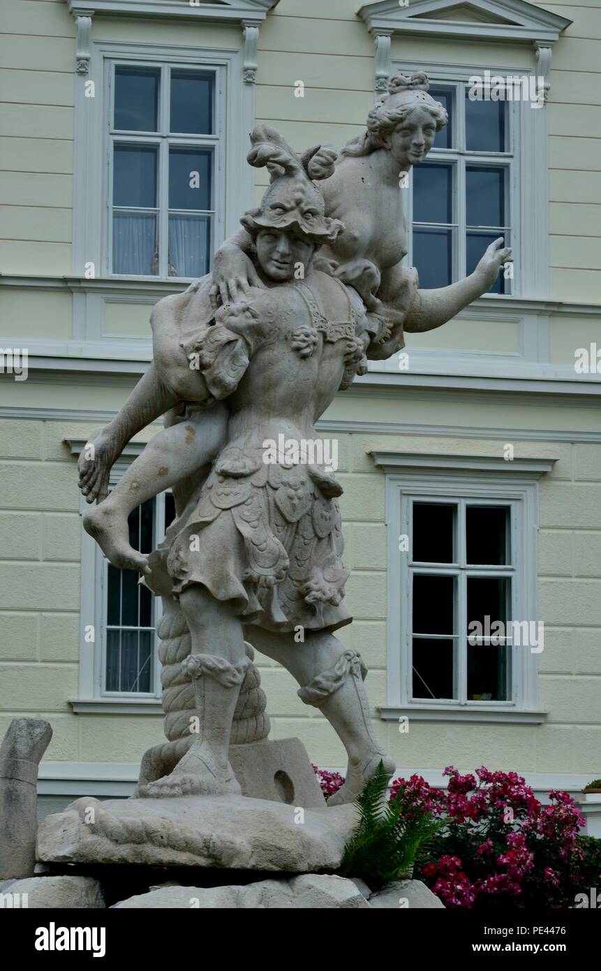 Sculpture d'un homme et d'une femme par Ottavio Mosto en date de 1690, scène de la mythologie grecque, jardins du Palais Mirabell, palais, Salzbourg, Autriche, Europe Banque D'Images
