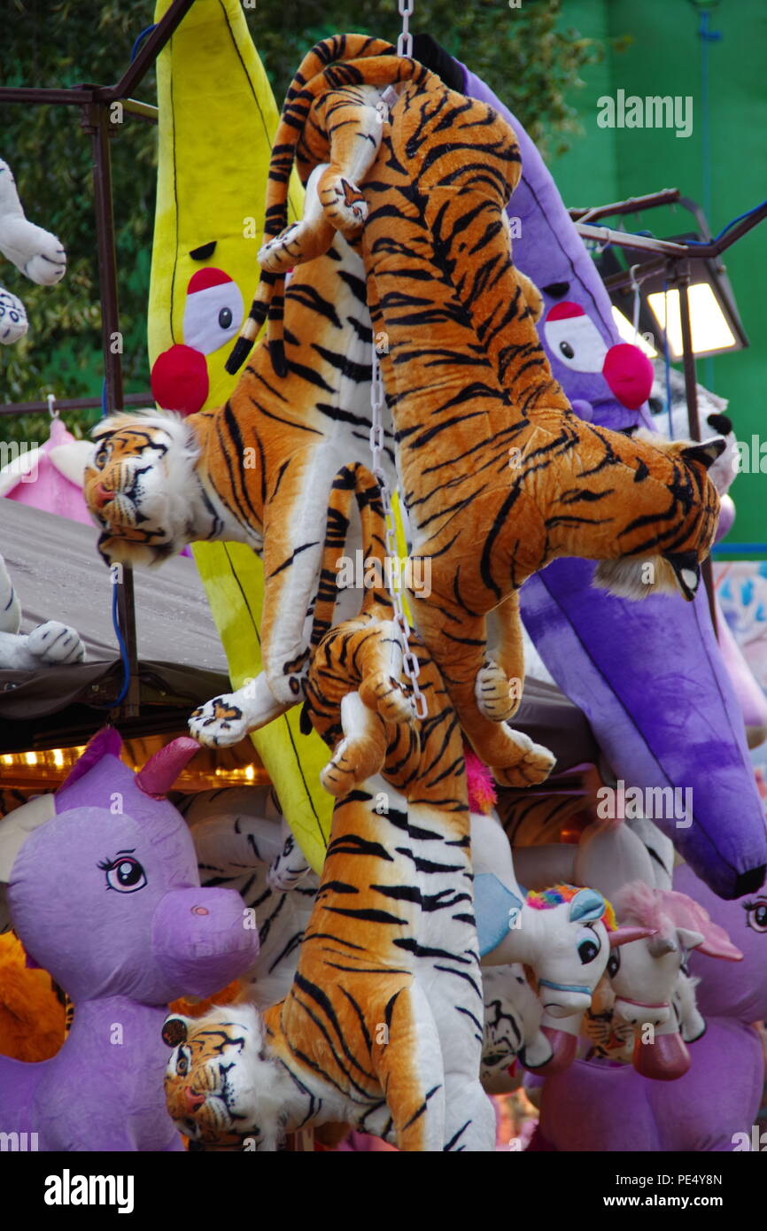 Tigres en peluche, Grand Prix du carnaval. Bristol Balloon Fiesta, UK. Août, 2018. Banque D'Images