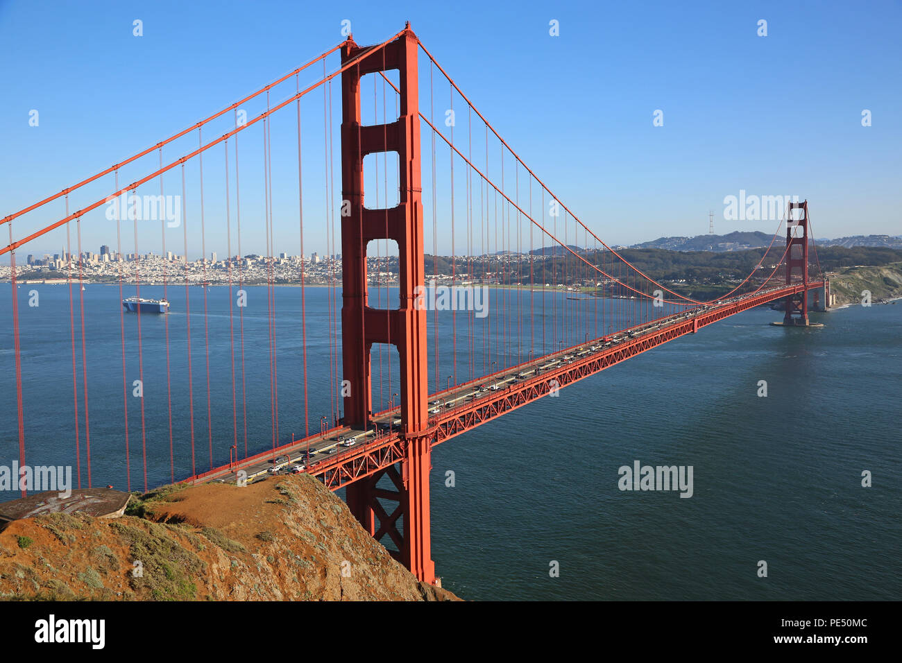 Golden Gate Bridge depuis la batterie Spencer , San Francisco, Californie Banque D'Images