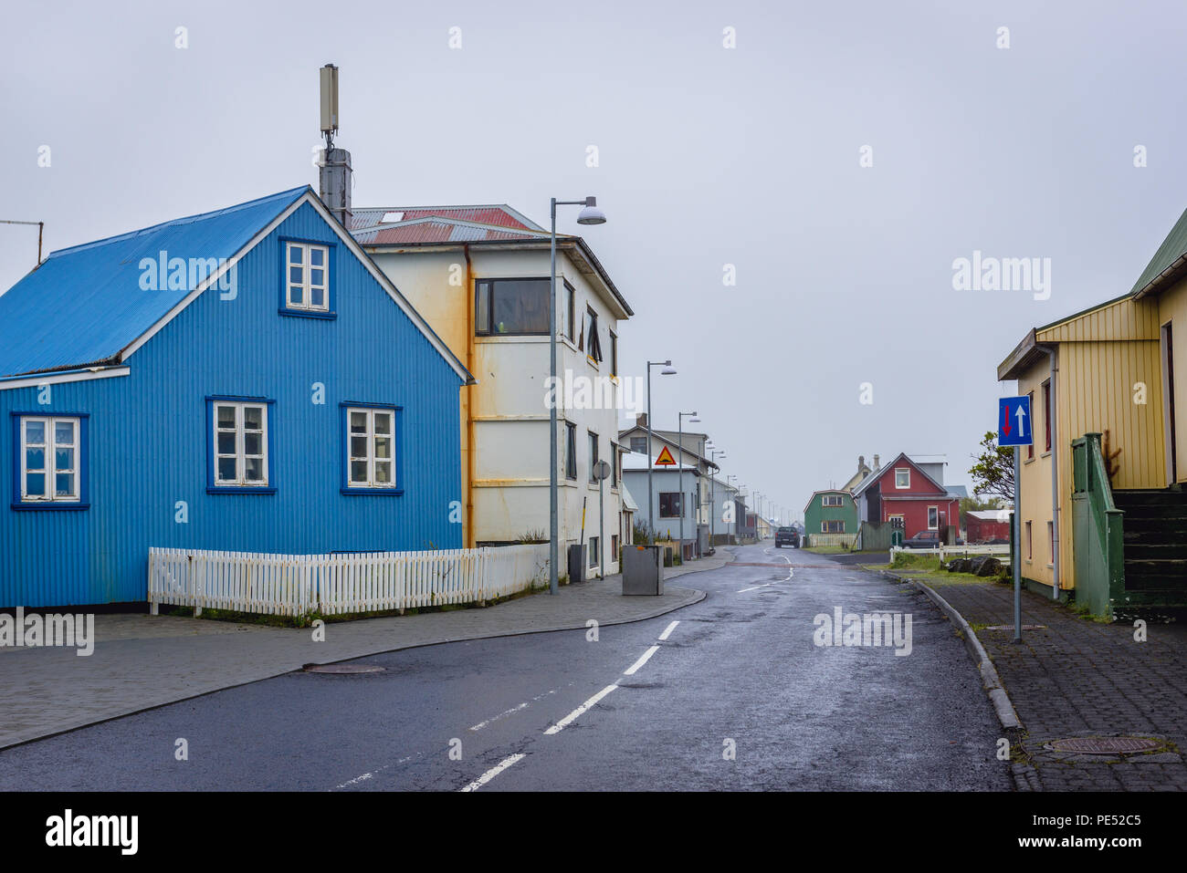 Maisons traditionnelles en Riisa village de pêcheurs sur la côte sud de l'Islande Banque D'Images