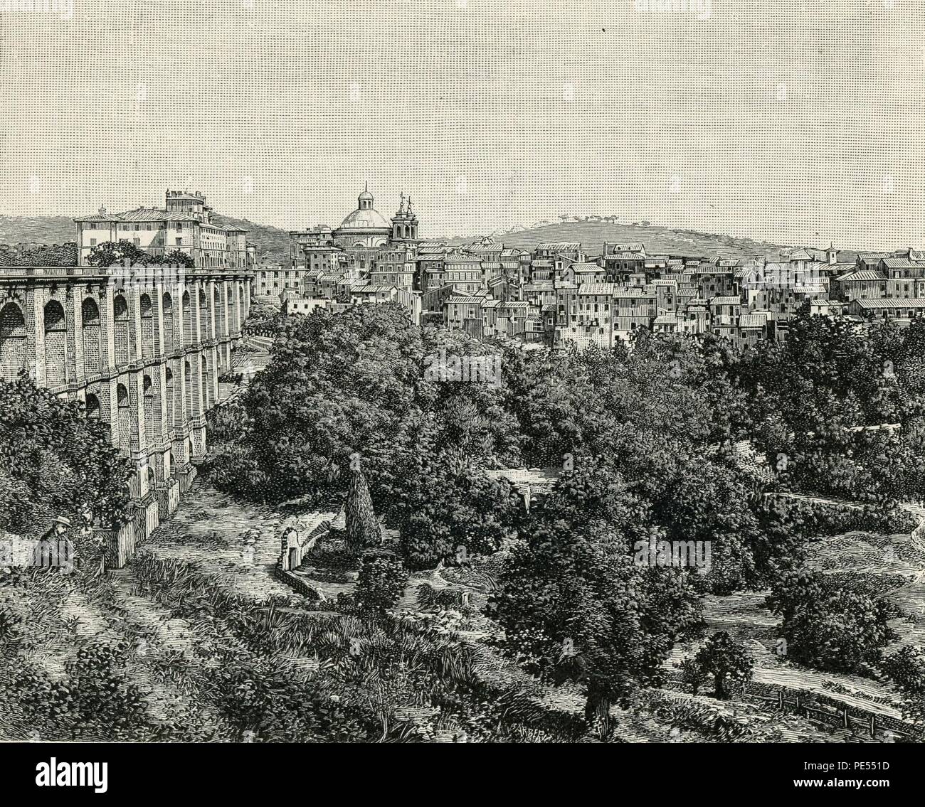 Ariccia sbocco viadotto del panorama e del Paese. Banque D'Images