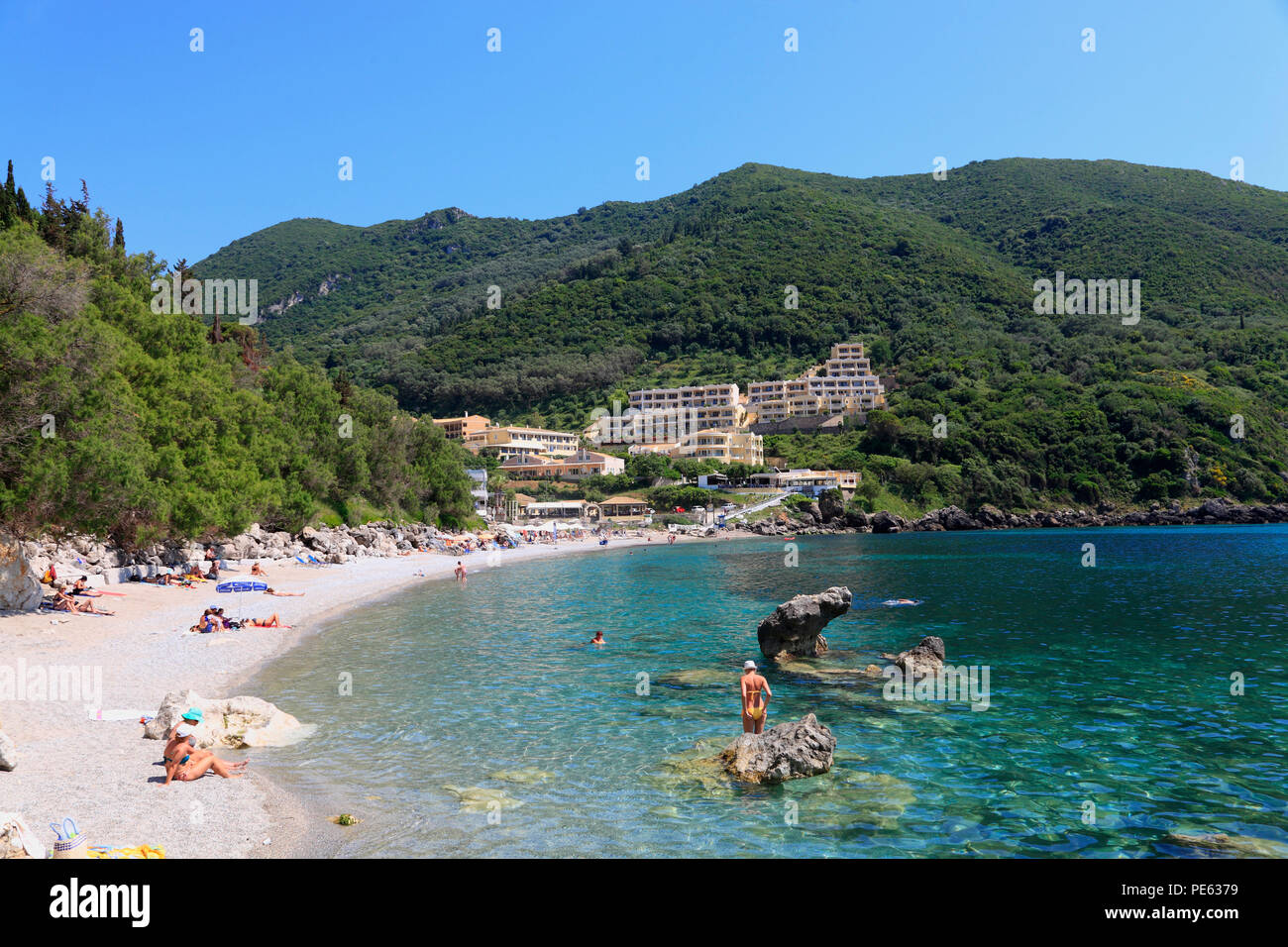 Plage d'Ermones, Corfou, Grèce, Europe Banque D'Images