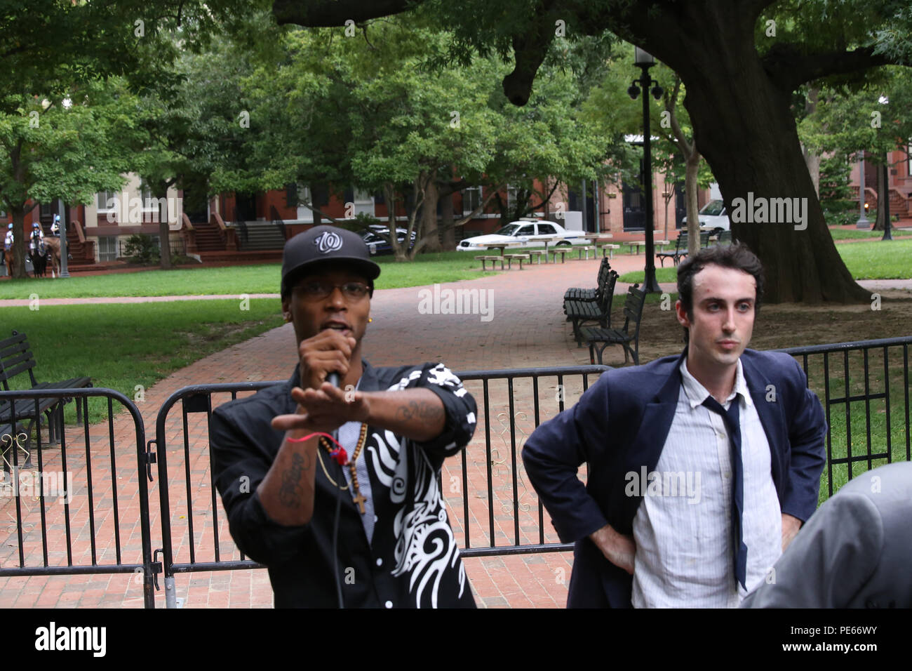 Washington, DC, USA. 12 août 2018. Des manifestants nationalistes blancs à l'unification de la droite protester présent discours en face de la Maison Blanche. Crédit : Joseph Gruber/Alamy Live News Banque D'Images