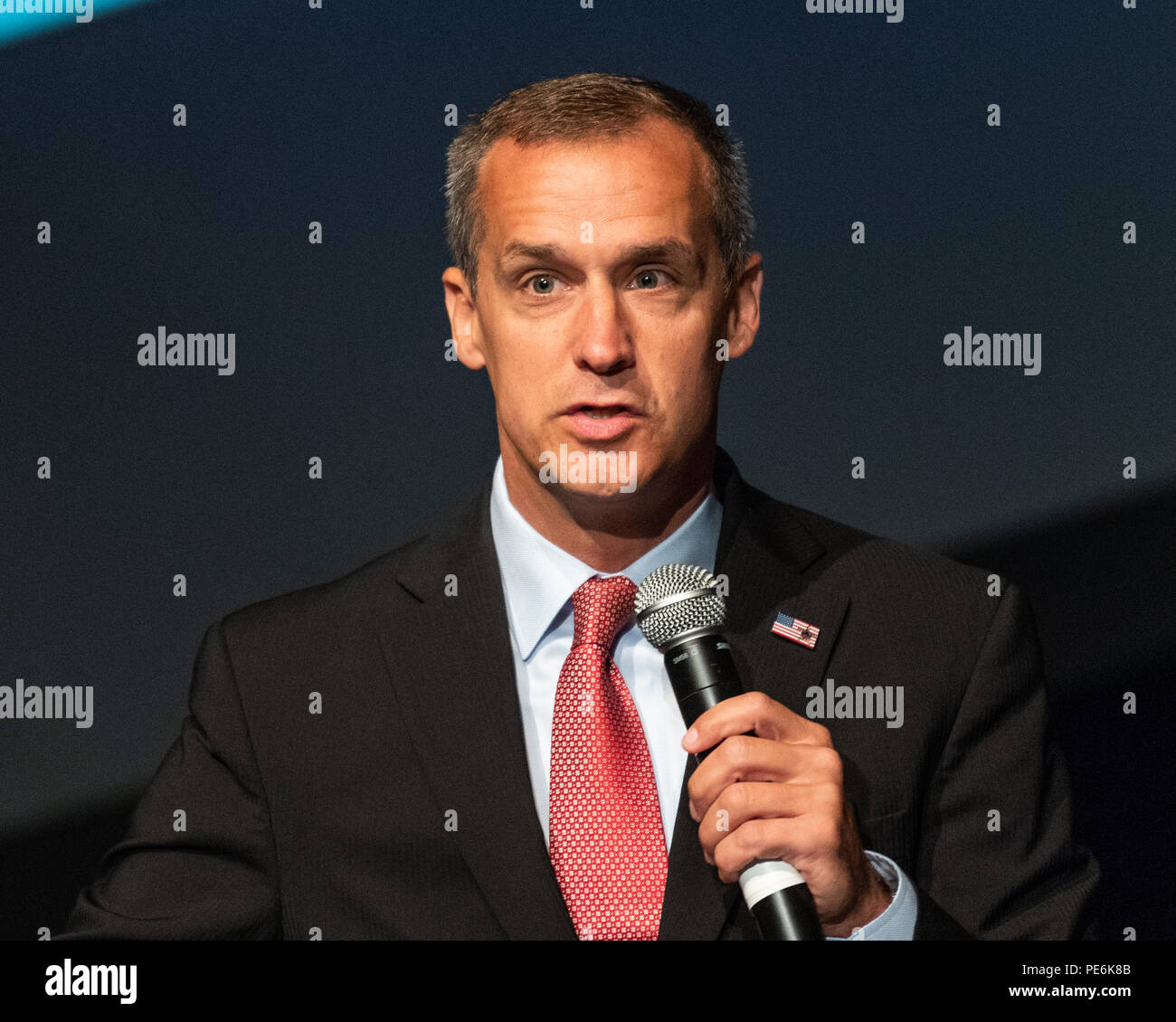 Corey Lewandowski, directeur de campagne pour la campagne 2016, Donald Trump, parlant au tournant High School Leadership Summit à Washington, DC sur Banque D'Images