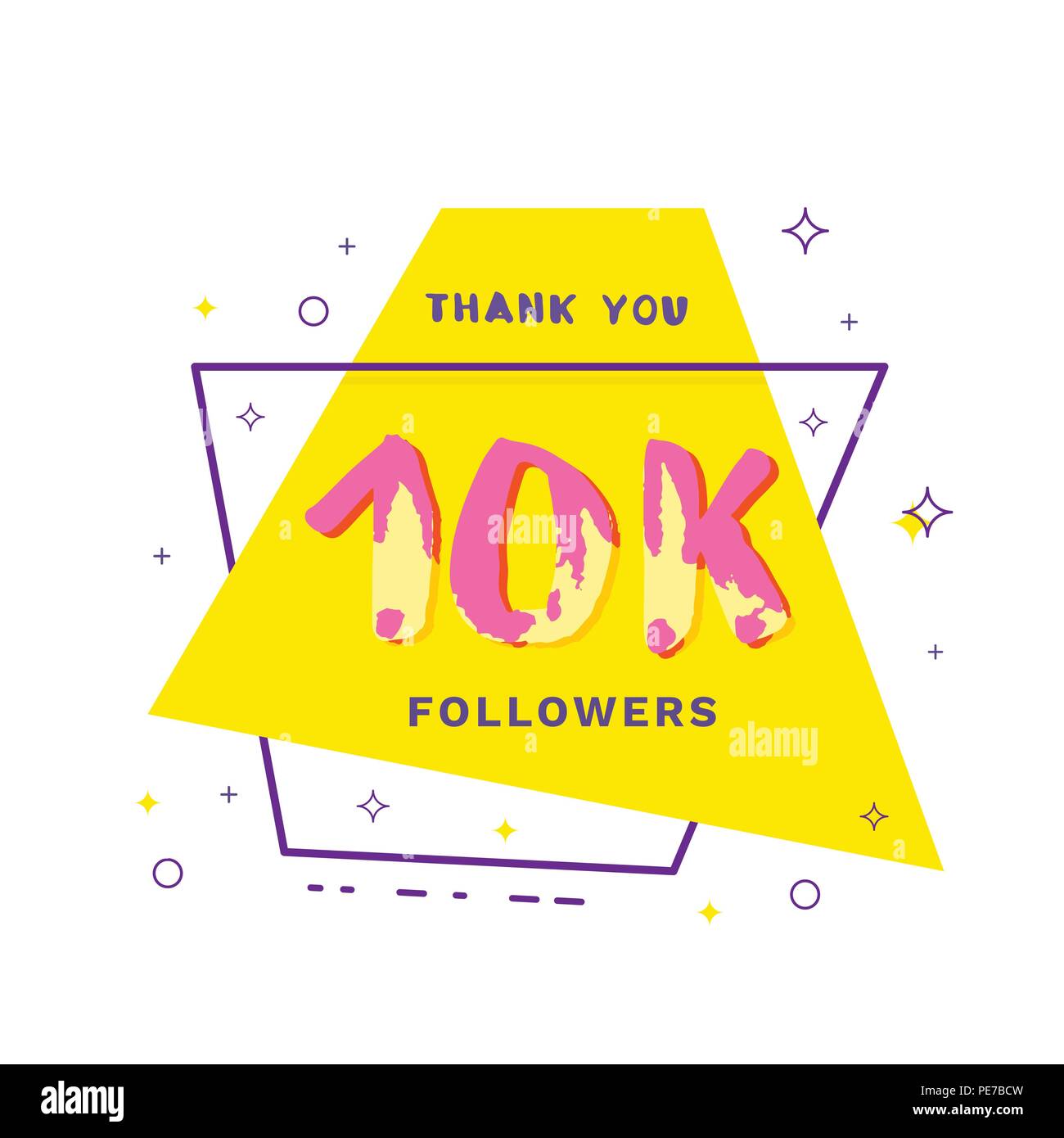 10k abonnés carte de remerciement. 10000 abonnés célébration bannière géométrique. Modèle pour les médias sociaux. Vector illustration. Illustration de Vecteur