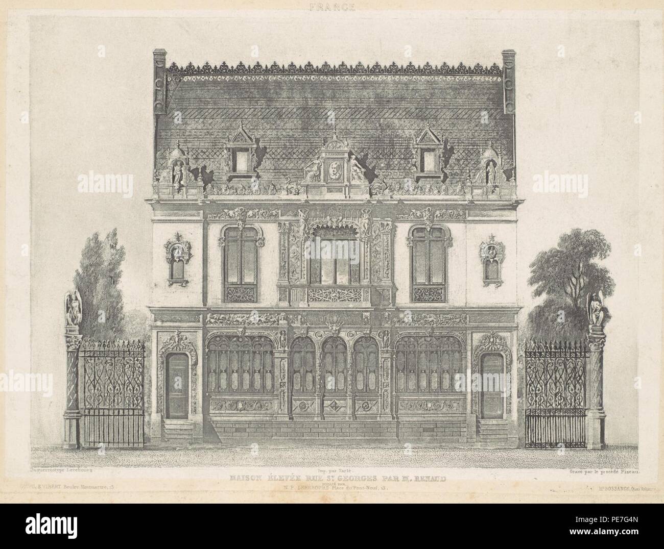 Armand-Hippolyte-Louis Fizeau, Maison Rue St Georges encore par M. Renaud, ca. 1841. Banque D'Images