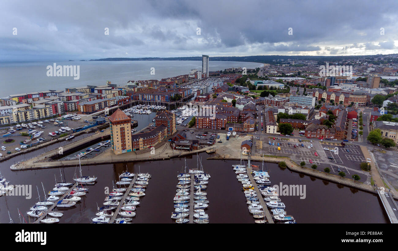 La Baie de Swansea et La Rivière Tawe Marina South Wales Banque D'Images