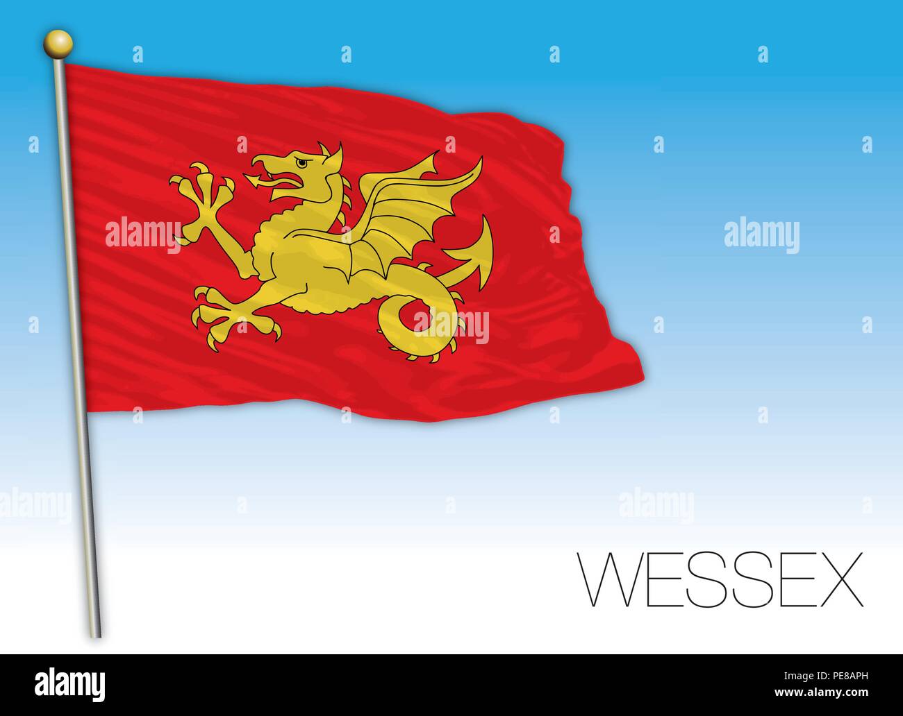 Drapeau de dragon rouge Banque d