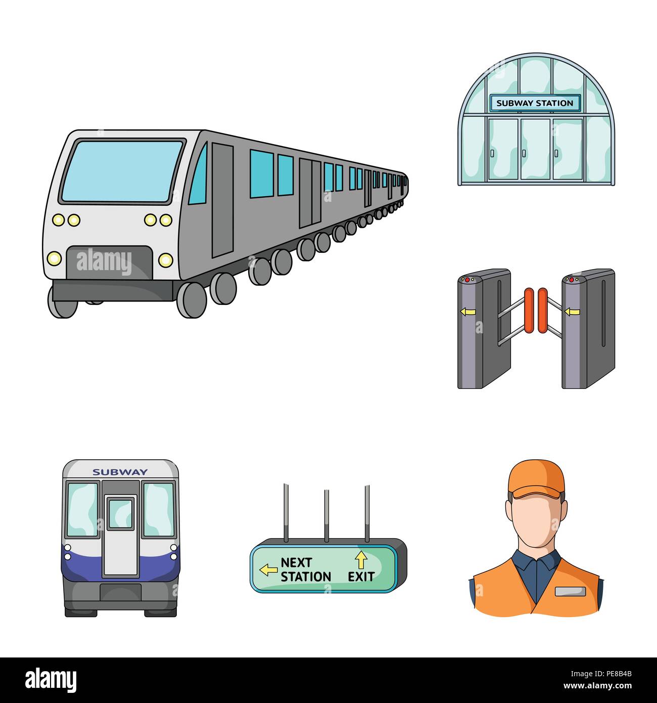 Métro, métro icônes cartoon dans set collection pour les transports urbains.design symbole vecteur illustration de stock. Illustration de Vecteur