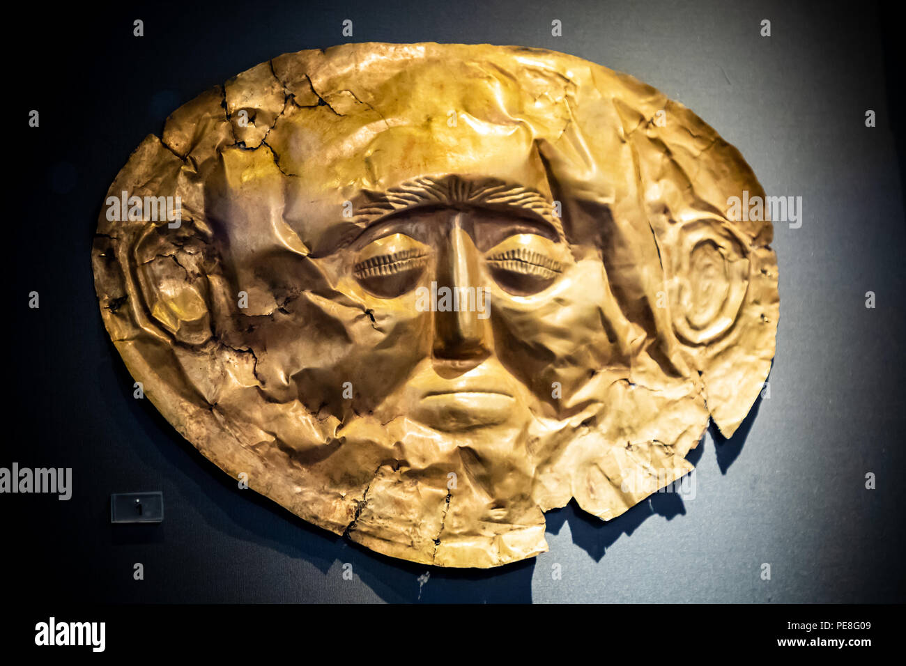 La mort de l'or, Masque de mort, masque funéraire tombe IV, Grave un cercle, Mycènes, l'arbre tombe mycénienne, 1600 BC. Banque D'Images